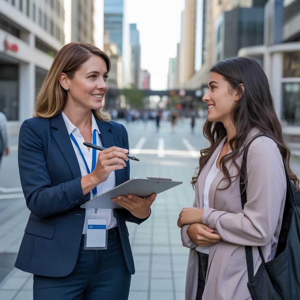 encuestadora en la calle